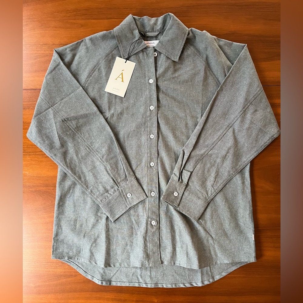 Elegant Blue/Green-Gray Women's Button Down Shirt